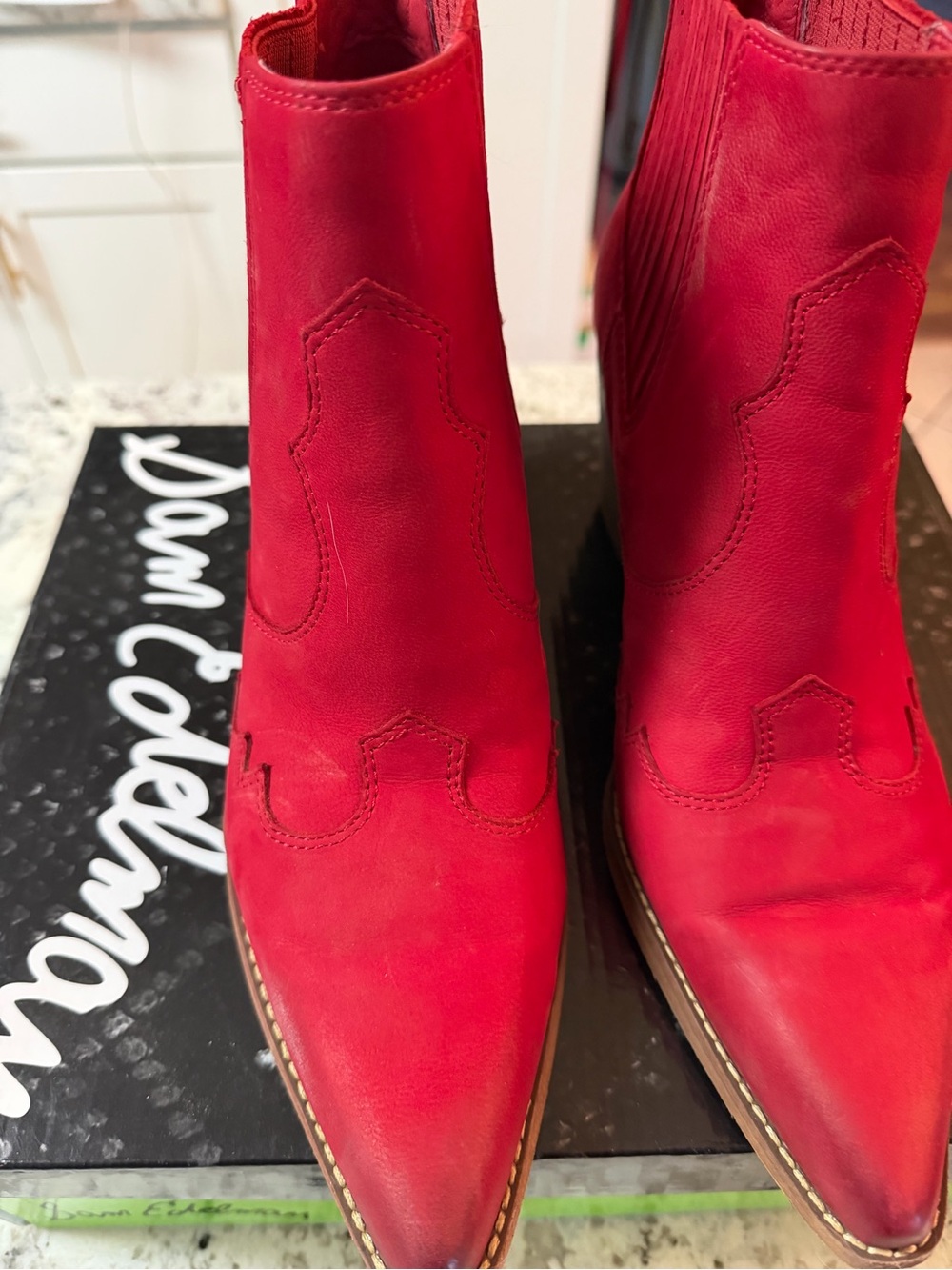 Sam Edelman Red Pointed Western Ankle Booties - Picture 2 of 13
